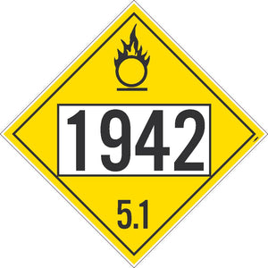1942 Ammonium Nitrate USDOT Placard Removable Vinyl 25/Pk | DL145BPR25