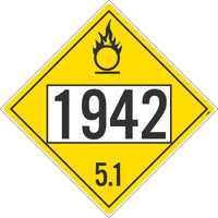 1942 Ammonium Nitrate USDOT Placard Removable Vinyl 50/Pk | DL145BPR50