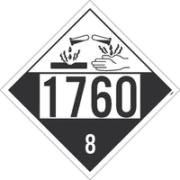 1760 Corrosive Liquid USDOT Placard Adhesive Vinyl 10/Pk | DL146BP10