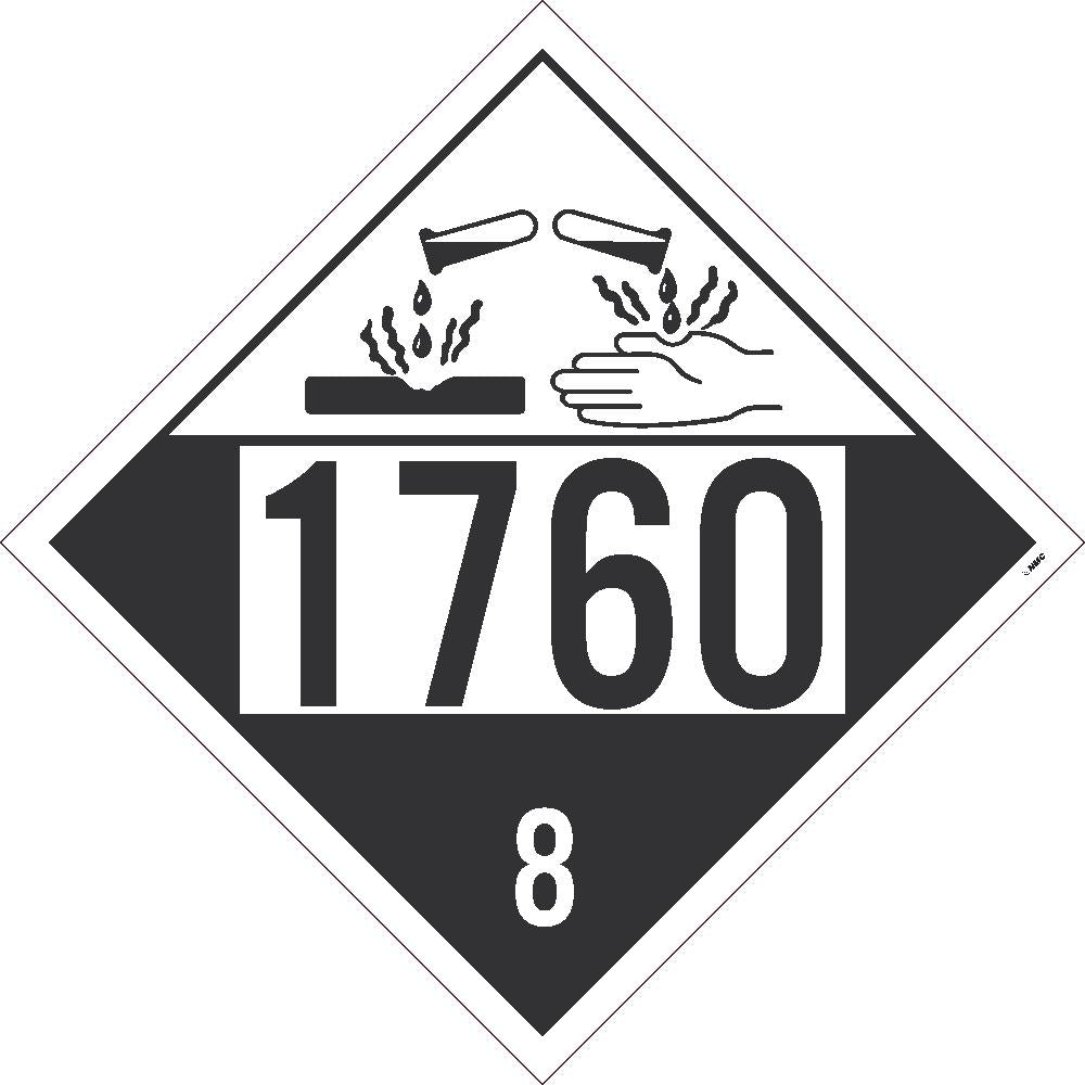 1760 Corrosive Liquid USDOT Placard Adhesive Vinyl 10/Pk | DL146BP10