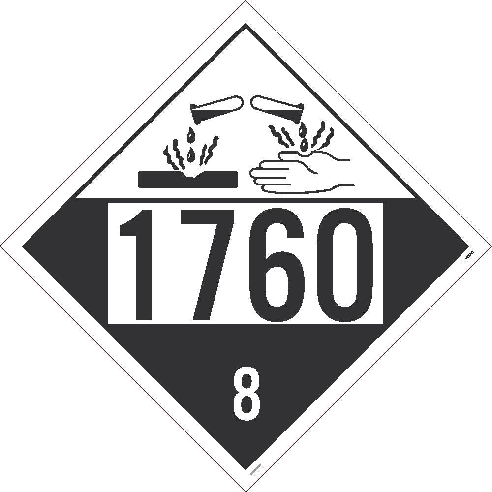1760 Corrosive Liquid USDOT Placard Adhesive Backed Vinyl | DL146BP