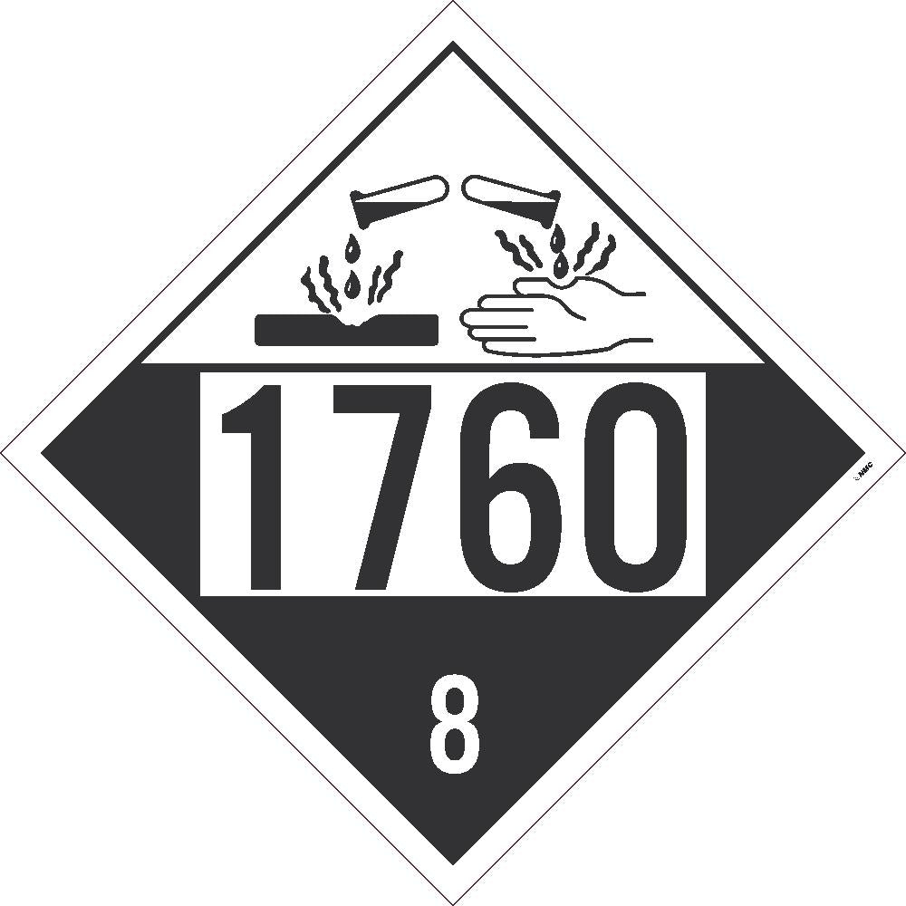 1760 Corrosive Liquid USDOT Placard Cardstock | DL146BTB