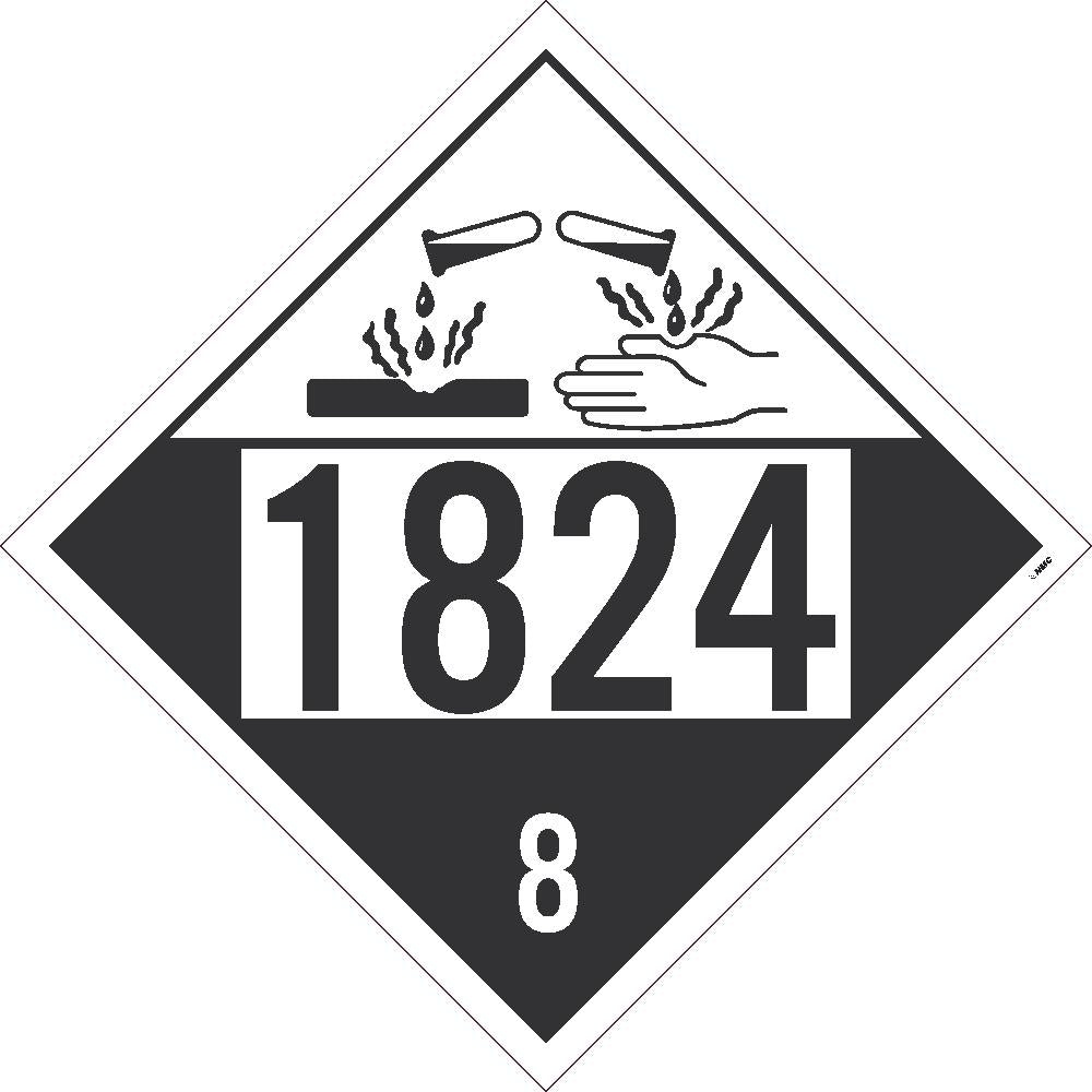 1824 Sodium Hydroxide USDOT Placard Removable Vinyl 10/Pk | DL147BPR10