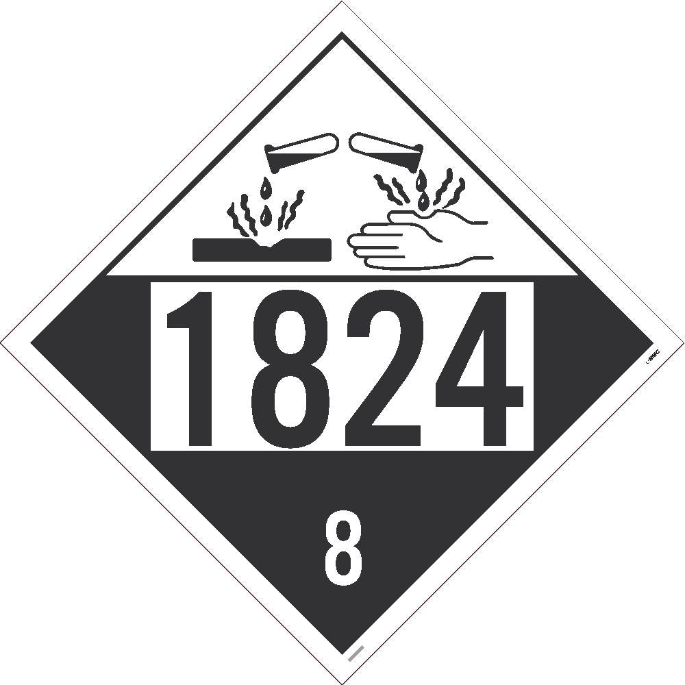 1824 Sodium Hydroxide USDOT Placard Adhesive Backed Vinyl | DL147BP