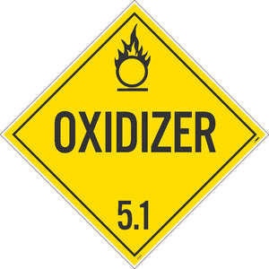 PLACARD, OXIDIZER 5.1, 10 3/4X10 3/4, RIGID PLASTIC