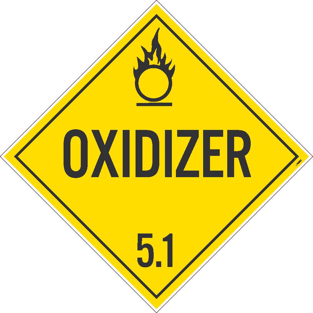 PLACARD, OXIDIZER 5.1, 10.75X10.75, PVC, FLEXIBLE PVC, .015 UNRIPPABLE VINYL, PACK 50