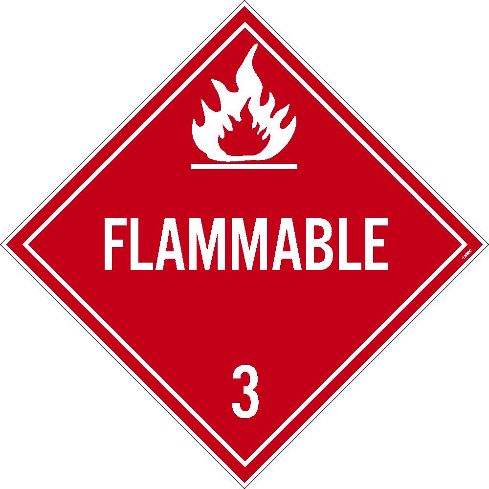 PLACARD, FLAMMABLE 3, 10.75X10.75, PRESSURE SENSITIVE VINYL .0045, PACK 100