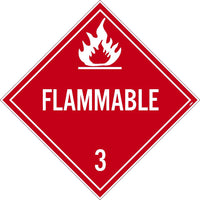 PLACARD, FLAMMABLE 3, 10.75X10.75, PRESSURE SENSITIVE VINYL .0045, PACK 10