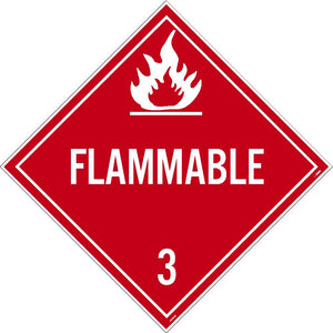 PLACARD, FLAMMABLE 3, 10 3/4X10 3/4, RIGID PLASTIC