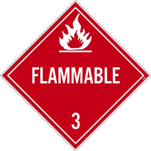 PLACARD, FLAMMABLE 3, 10.75X10.75, POLYTAG, PACK 50