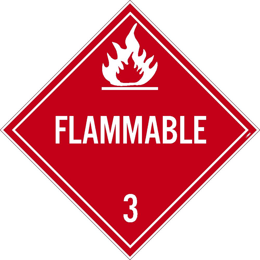 PLACARD, FLAMMABLE 3, 10.75X10.75, PVC, FLEXIBLE PVC, .015 UNRIPPABLE VINYL, PACK 10