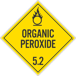 PLACARD, ORGANIC PEROXIDE 5.2, 10 3/4X10 3/4, RIGID PLASTIC