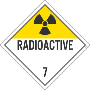 PLACARD, RADIOACTIVE 7, 10.75X10.75, REMOVABLE PS VINYL, PACK 100