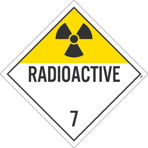 PLACARD, RADIOACTIVE 7, 10.75X10.75, POLYTAG, PACK 25