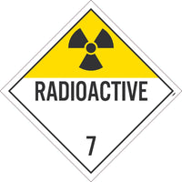 PLACARD, RADIOACTIVE 7, 10.75X10.75, PVC, FLEXIBLE PVC, .015 UNRIPPABLE VINYL, PACK 100