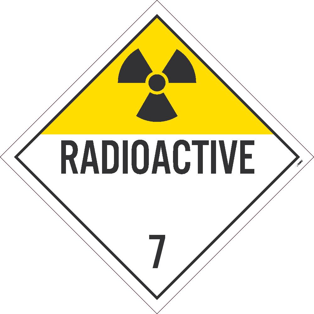 PLACARD, RADIOACTIVE 7, 10.75X10.75, PVC, FLEXIBLE PVC, .015 UNRIPPABLE VINYL, PACK 100