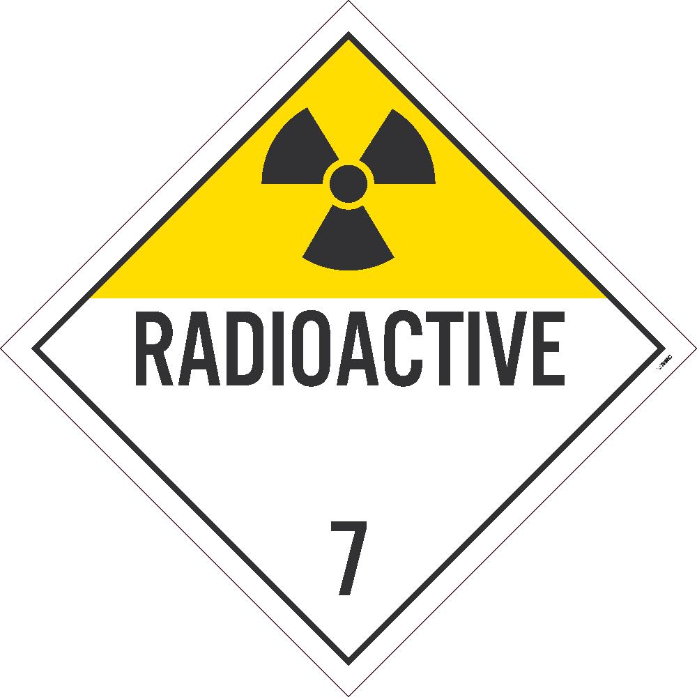 PLACARD, RADIOACTIVE 7, 10.75X10.75, PVC, FLEXIBLE PVC, .015 UNRIPPABLE VINYL, PACK 25