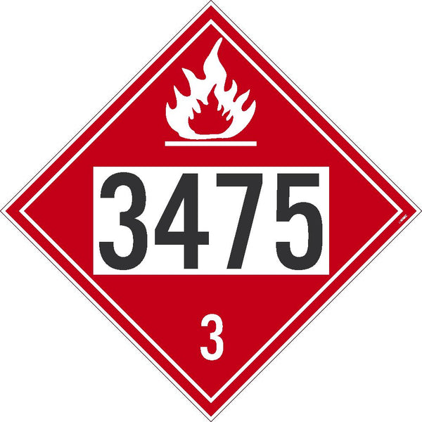 3475 Ethanol Gasoline USDOT Placard Removable Vinyl 25/Pk | DL170BPR25
