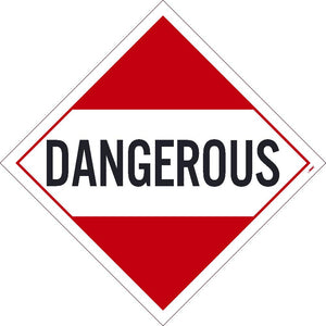 PLACARD, DANGEROUS, 10.75X10.75, PVC, FLEXIBLE PVC, .015 UNRIPPABLE VINYL, PACK 50