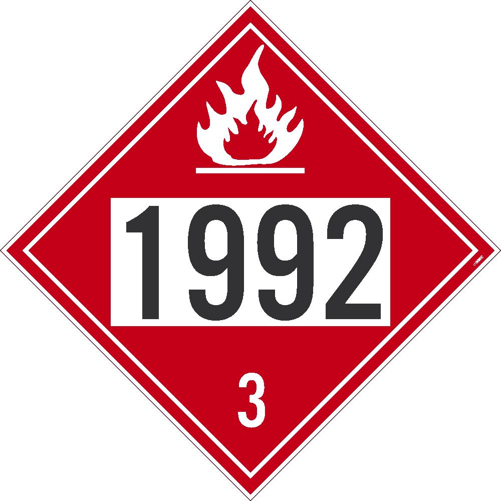 1992 Flammable Liquid USDOT Placard Cardstock 25/Pk | DL183TB25