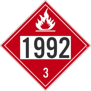1992 Flammable Liquid USDOT Placard Unrippable Vinyl 25/Pk DL183UV25