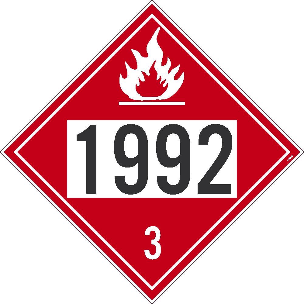 1992 Flammable Liquid USDOT Placard Unrippable Vinyl | DL183UV