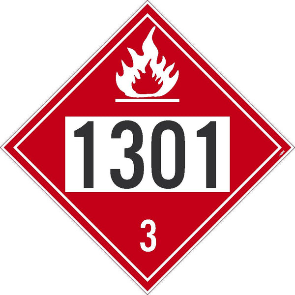  1301 Flammable USDOT Placard Adhesive Vinyl 25/Pk | DL186P25