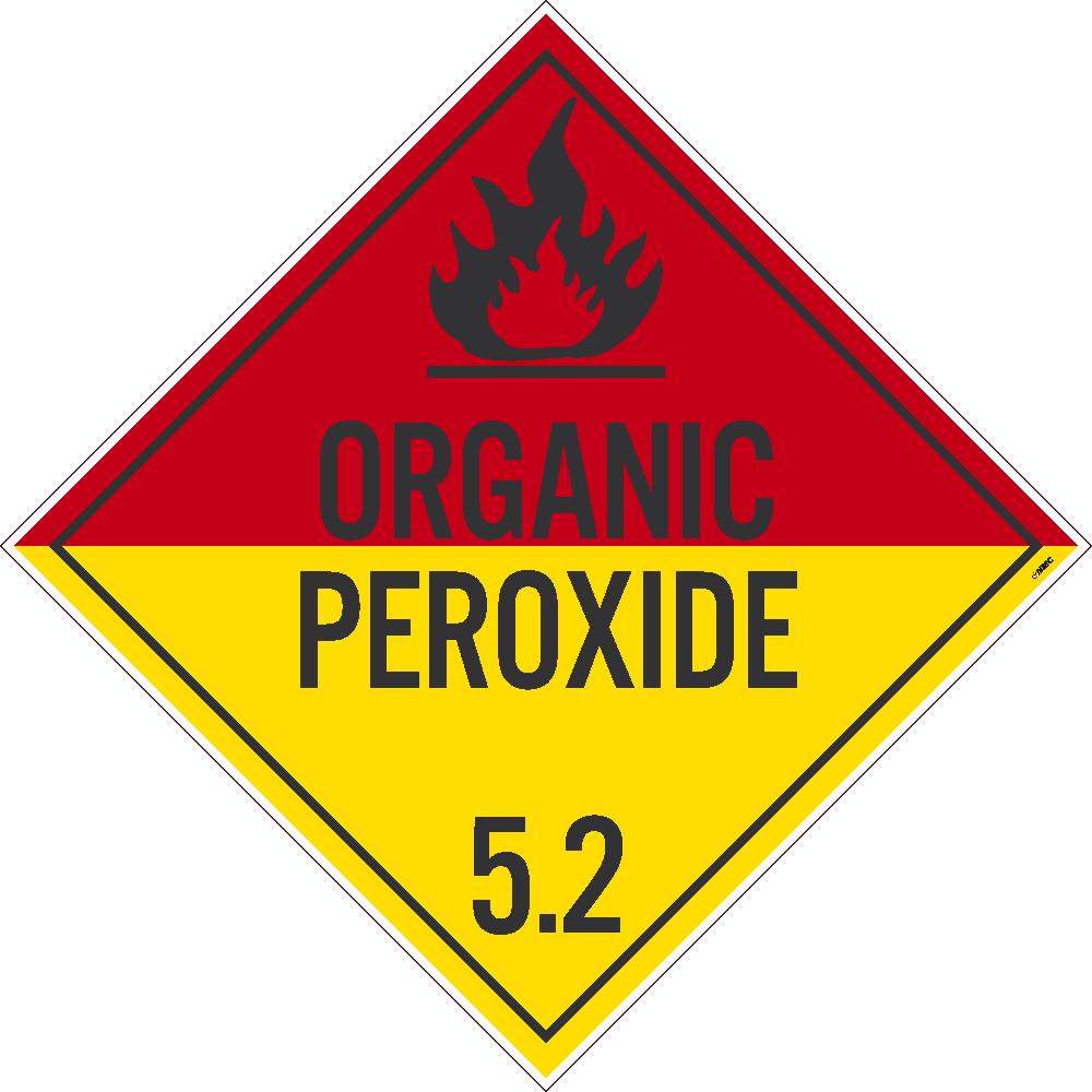 PLACARD, ORGANIC PEROXIDE 5.2, 10.75X10.75, PRESSURE SENSITIVE VINYL .0045, PACK 25