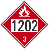 1202 Diesel Fuel USDOT Placard Adhesive Backed Vinyl 100/Pk DL193P100