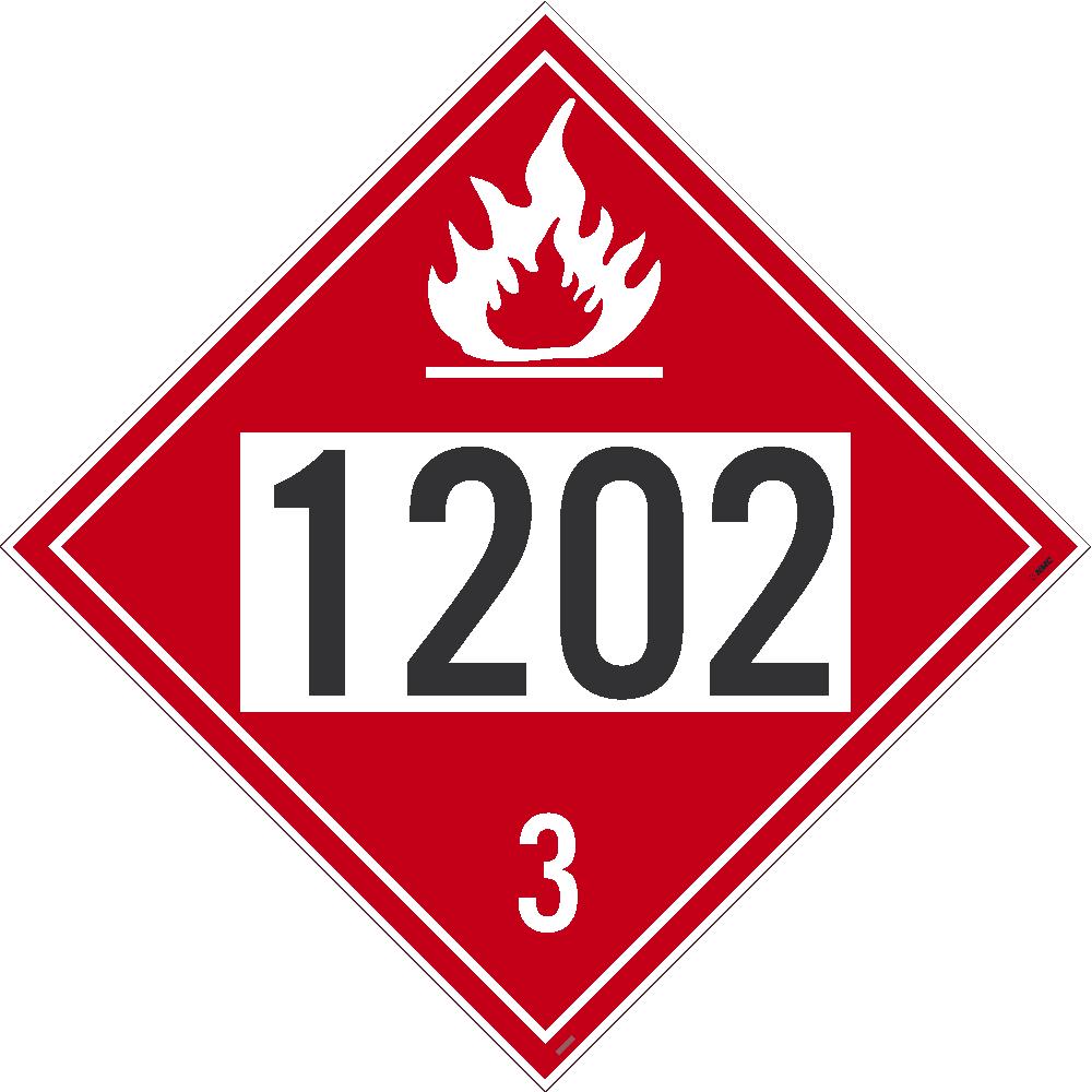 1202 Diesel Fuel USDOT Placard Adhesive Backed Vinyl 100/Pk DL193P100