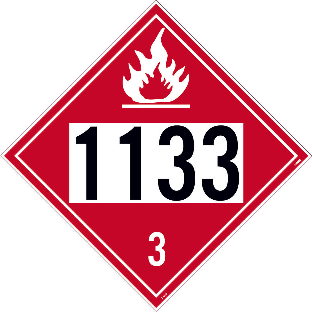 1133 Flammable Liquid USDOT Placard Adhesive Vinyl 100/Pk | DL201BP100
