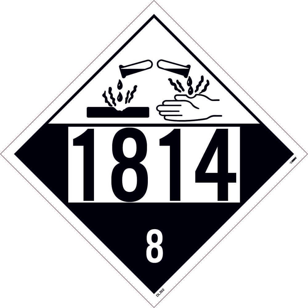 1814 Corrosive USDOT Placard Removable Vinyl 50/Pk | DL202BPR50
