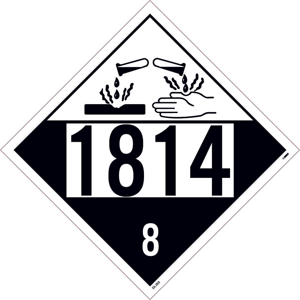 1814 Corrosive USDOT Placard Cardstock | DL202BTB