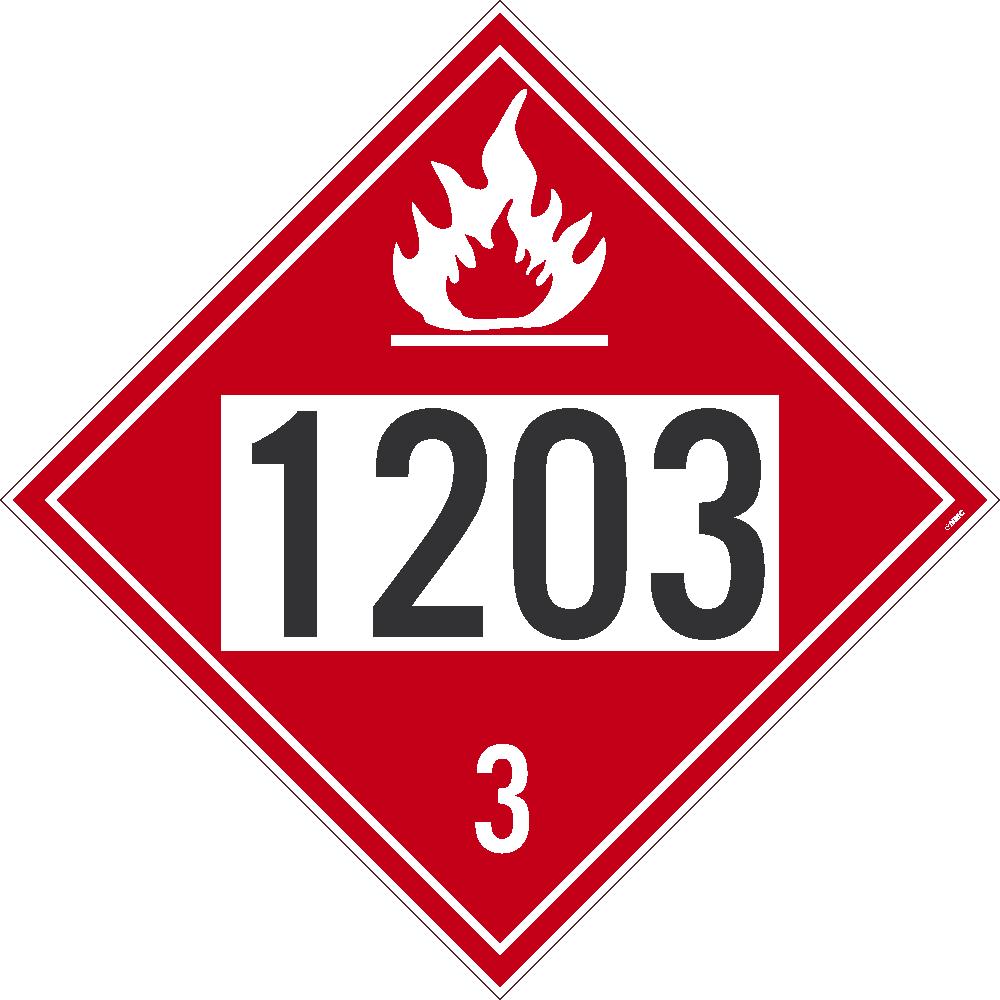 1203 Gasoline USDOT Placard Adhesive Backed Vinyl 25/Pk | DL41BP25