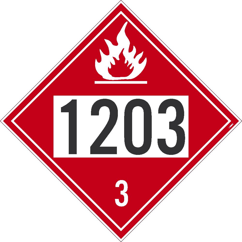 1203 Gasoline USDOT Placard Removable Vinyl 25/Pk | DL41BPR25