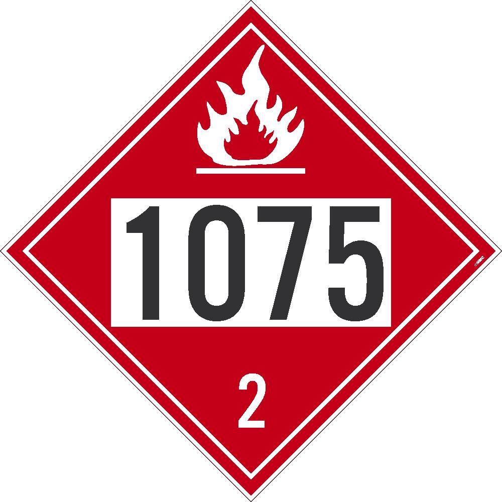 1075 Petroleum USDOT Placard Removable Vinyl 10/Pk | DL42BPR10