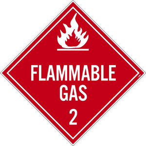 PLACARD, FLAMMABLE GAS 2, 10.75X10.75, PRESSURE SENSITIVE VINYL .0045, PACK 100
