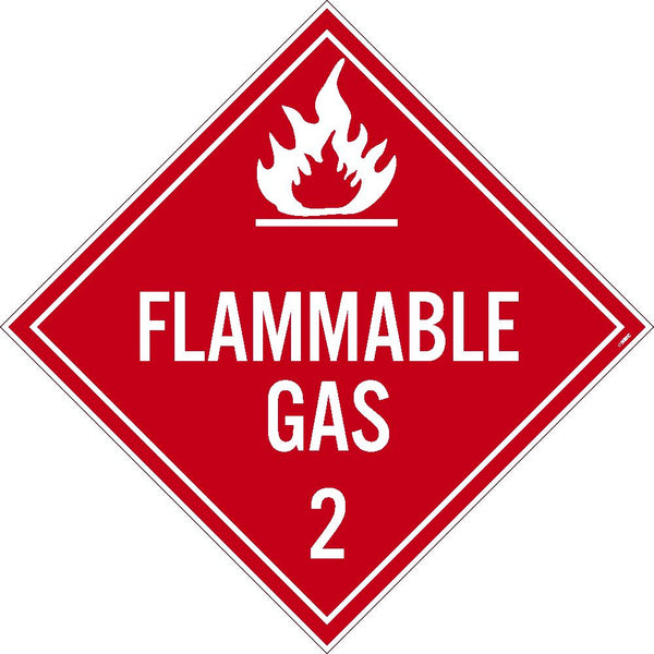PLACARD, FLAMMABLE GAS 2, 10.75X10.75, PRESSURE SENSITIVE VINYL .0045, PACK 10