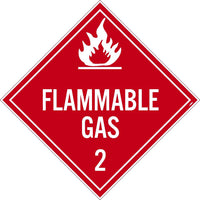 PLACARD, FLAMMABLE GAS 2, 10.75X10.75, PRESSURE SENSITIVE VINYL .0045, PACK 25