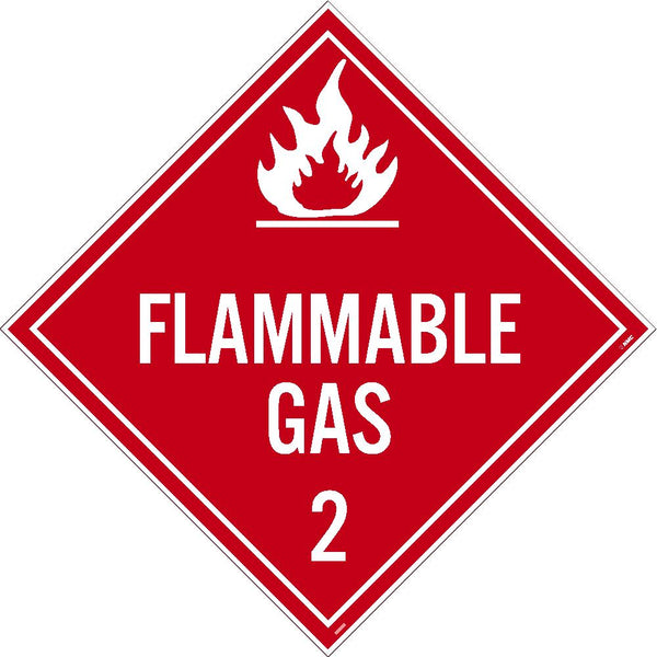 PLACARD, FLAMMABLE GAS 2, 10.75X10.75, PS VINYL