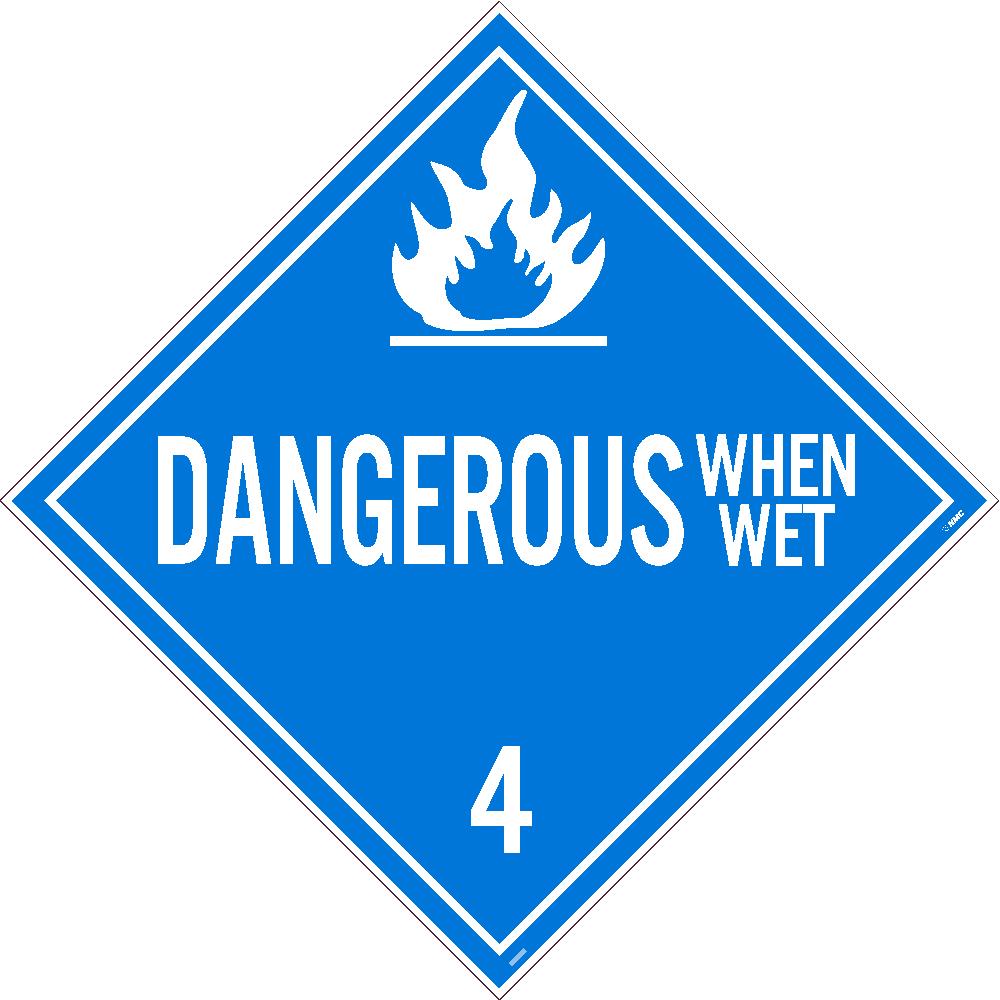 PLACARD, DANGEROUS WHEN WET 4, 10.75X10.75, PS VINYL