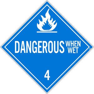 PLACARD, DANGEROUS WHEN WET 4, 10.75X10.75, PVC, FLEXIBLE PVC, .015 UNRIPPABLE VINYL