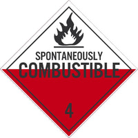PLACARD, SPONTANEOUSLY COMBUSTIBLE 4, 10.75X10.75, PS VINYL