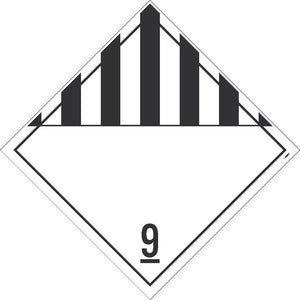 PLACARD,  MISCELLANEOUS GOODS, CLASS 9, 10.75X10.75, PVC, FLEXIBLE PVC, .015 UNRIPPABLE VINYL, PACK 100