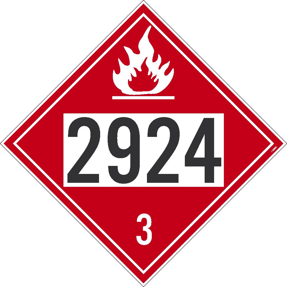 2924 Flammable Liquids USDOT Placard Adhesive Vinyl 25/Pk | DL650P25