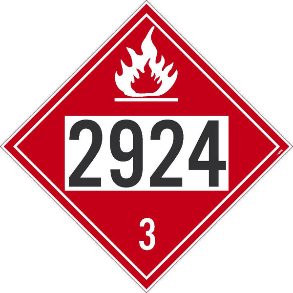 2924 Flammable Liquids DOT Placard Removable Vinyl 100Pk | DL650PR100