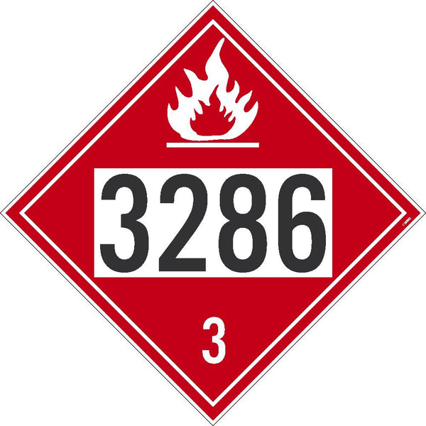 3286 Flammable Liquids USDOT Placard Removable Vinyl 10/Pk DL651PR10