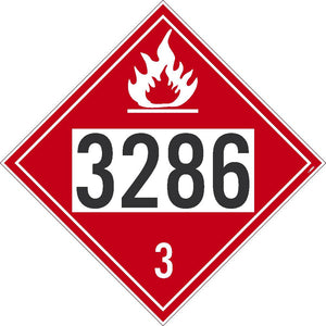 3286 Flammable Liquids USDOT Placard Removable Vinyl 25/Pk DL651PR25