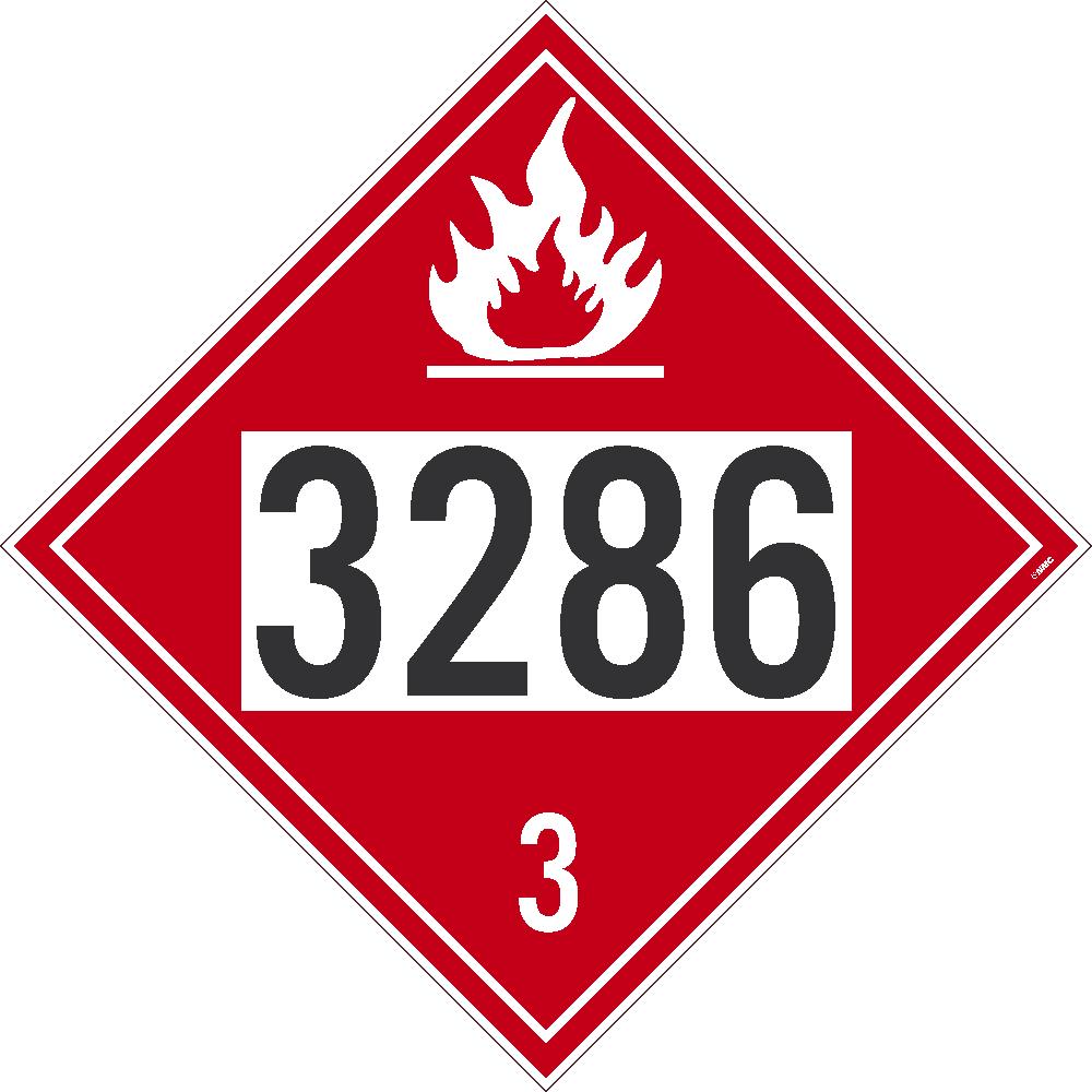 3286 Flammable Liquids USDOT Placard Removable Vinyl 50/Pk DL651PR50