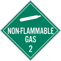 PLACARD, NON FLAMMABLE GAS 2, 10.75X10.75, PRESSURE SENSITIVE VINYL .0045, PACK 25
